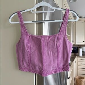 Pilcro Purple Cropped Fitted Tank Top